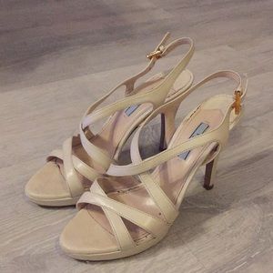 Off white Prada sling back heels